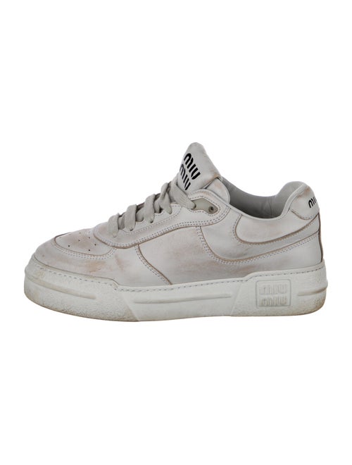 Miu Miu Leather Distressed Accents Sneakers