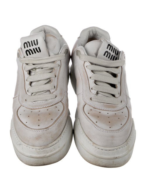 Miu Miu Leather Distressed Accents Sneakers