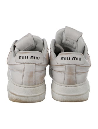 Miu Miu Leather Distressed Accents Sneakers