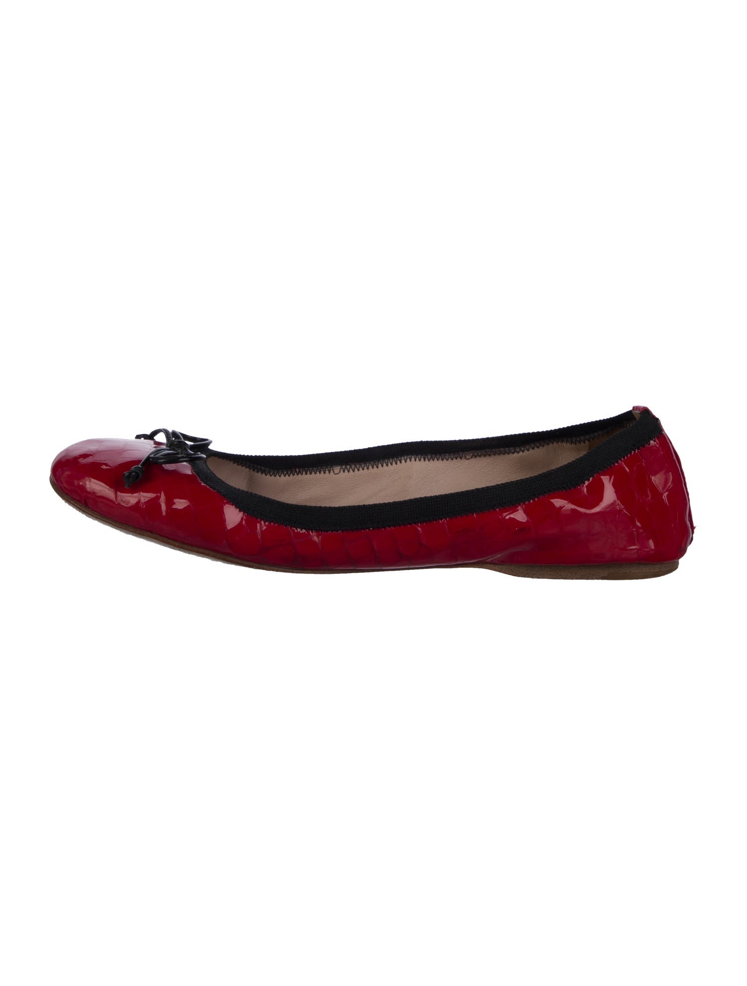 Miu Miu Patent Leather Bow Accents Ballet Flats