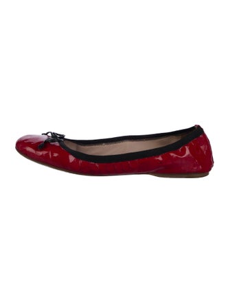 Miu Miu Patent Leather Bow Accents Ballet Flats