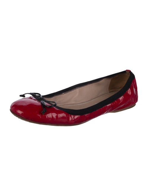Miu Miu Patent Leather Bow Accents Ballet Flats