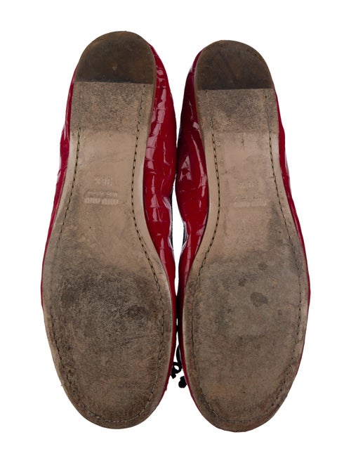 Miu Miu Patent Leather Bow Accents Ballet Flats