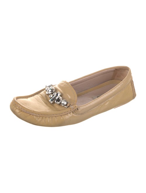 Miu Miu Patent Leather Crystal Embellishments Loafers