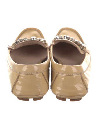Miu Miu Patent Leather Crystal Embellishments Loafers
