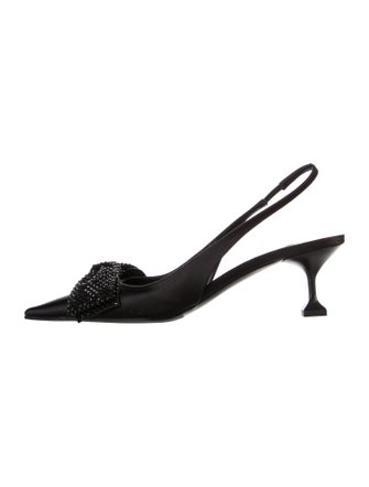Miu Miu Satin Bow Accents Slingback Pumps