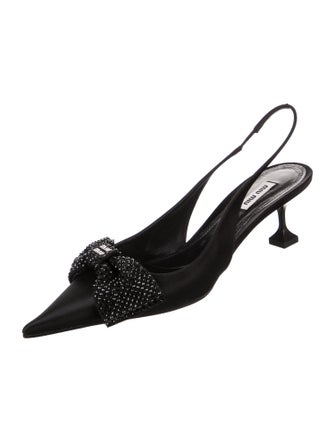 Miu Miu Satin Bow Accents Slingback Pumps