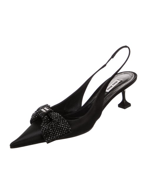 Miu Miu Satin Bow Accents Slingback Pumps
