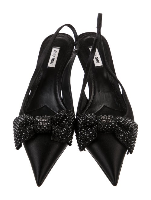 Miu Miu Satin Bow Accents Slingback Pumps