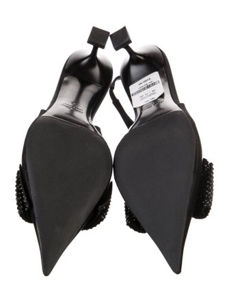 Miu Miu Satin Bow Accents Slingback Pumps