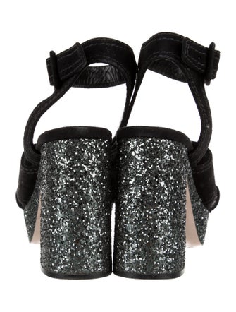 Miu Miu Suede Glitter Accents Sandals