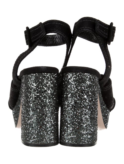 Miu Miu Suede Glitter Accents Sandals