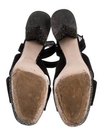 Miu Miu Suede Glitter Accents Sandals