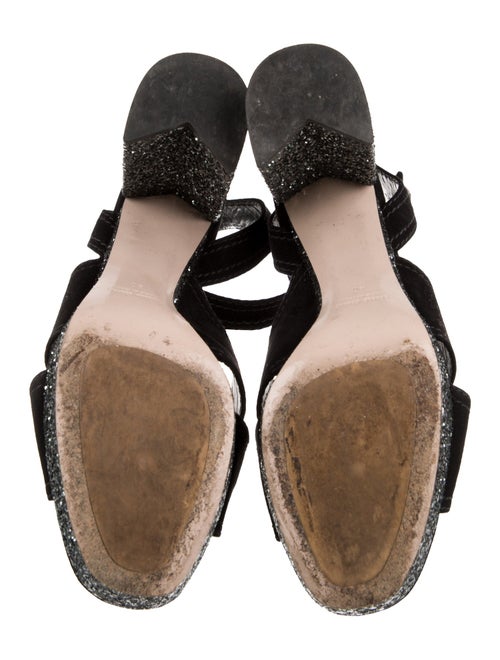 Miu Miu Suede Glitter Accents Sandals