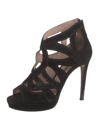 Miu Miu Suede Cutout Accent Pumps