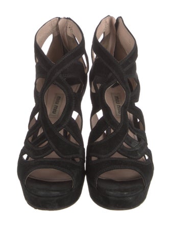 Miu Miu Suede Cutout Accent Pumps