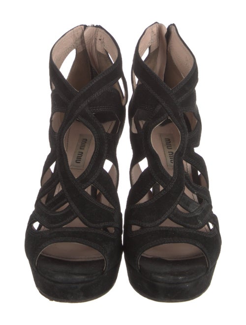 Miu Miu Suede Cutout Accent Pumps