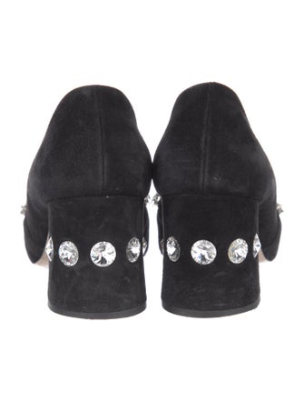 Miu Miu Suede Crystal Embellishments Pumps