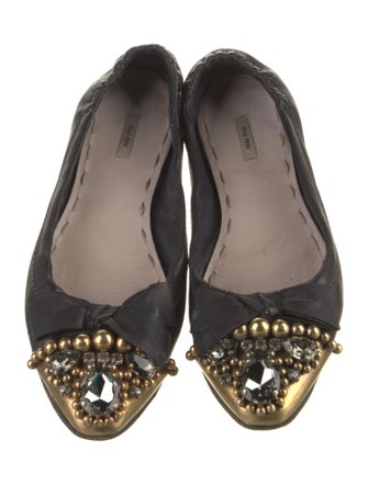 Miu Miu Leather Colorblock Pattern Ballet Flats