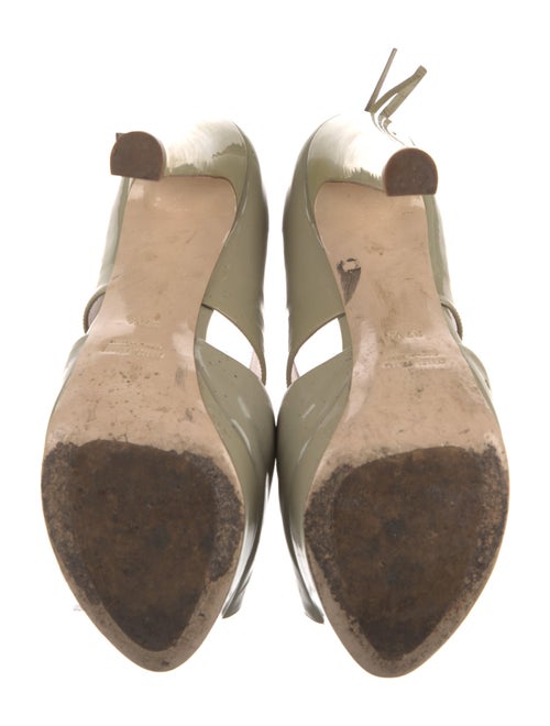 Miu Miu Patent Leather Leather Trim Embellishment Slingback Sandals