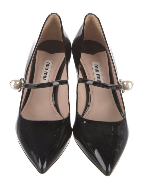 Miu Miu Faux Pearl Accents Patent Leather Pumps