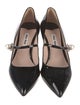 Miu Miu Faux Pearl Accents Patent Leather Pumps