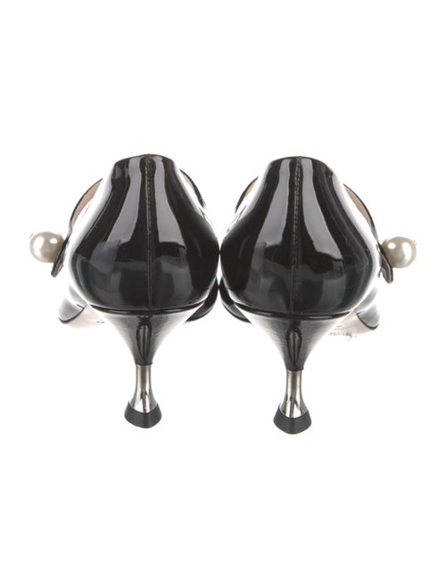 Miu Miu Faux Pearl Accents Patent Leather Pumps
