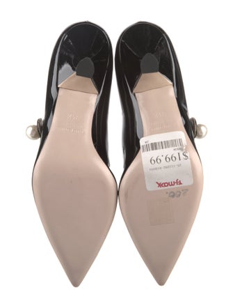 Miu Miu Faux Pearl Accents Patent Leather Pumps