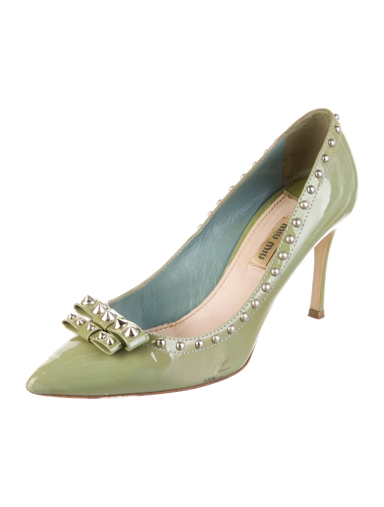 Miu Miu Leather Bow Accents Pumps