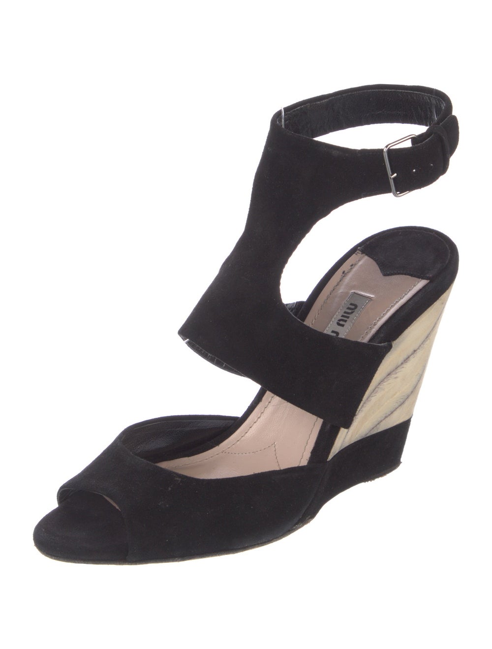 Miu Miu Suede Espadrilles Black Colorblock Patter… - image 2