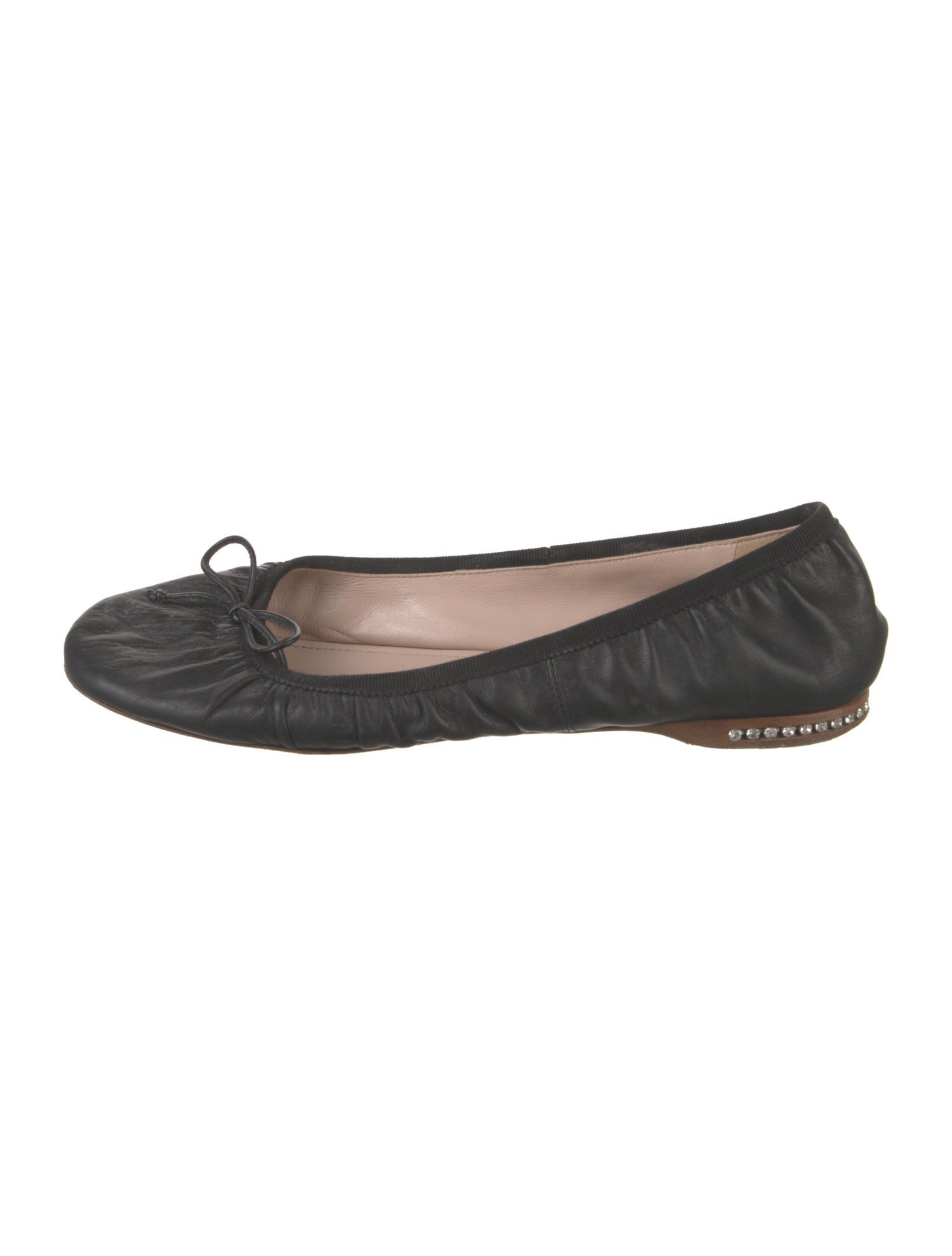 Miu Miu Leather Bow Accents Ballet Flats