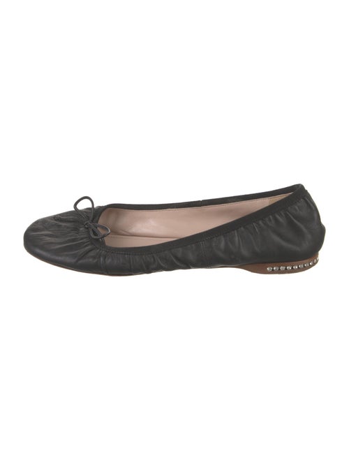 Miu Miu Leather Bow Accents Ballet Flats