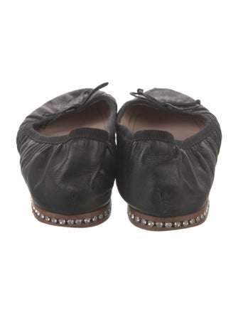 Miu Miu Leather Bow Accents Ballet Flats