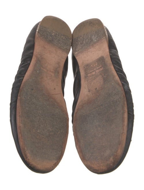 Miu Miu Leather Bow Accents Ballet Flats