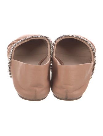 Miu Miu Leather Crystal Embellishments Flats