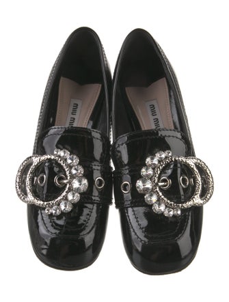 Miu Miu Patent Leather Crystal Embellishments Pumps