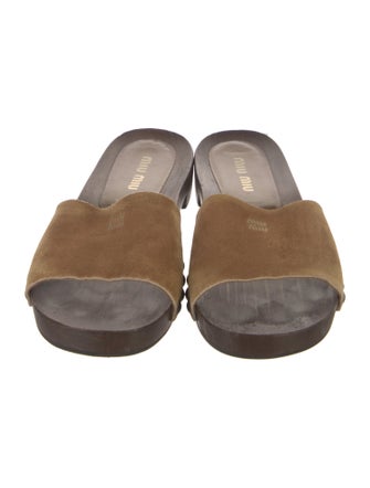 Miu Miu Suede Studded Accents Slides