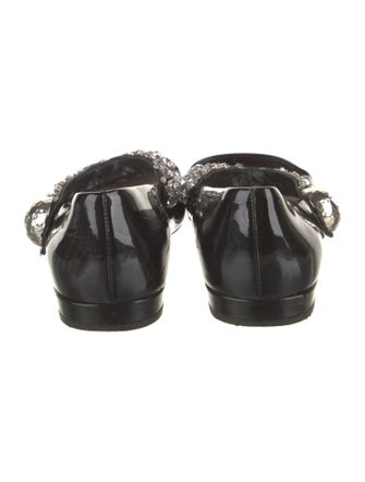 Miu Miu Patent Leather Crystal Embellishments Mary Jane Flats