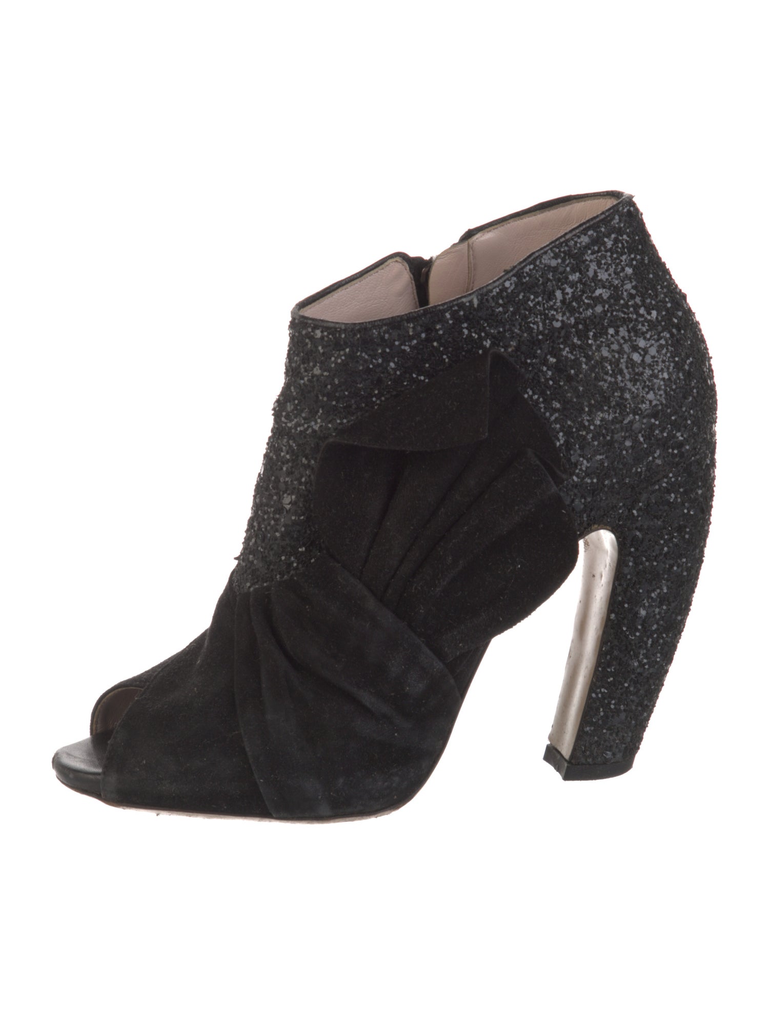 Miu Miu Glitter Floral Print Boots