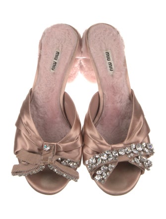Miu Miu Satin Bow Accents Slides