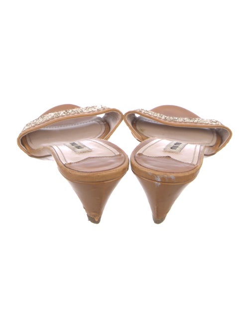Miu Miu Leather Glitter Accents Slides