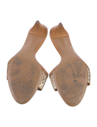 Miu Miu Leather Glitter Accents Slides