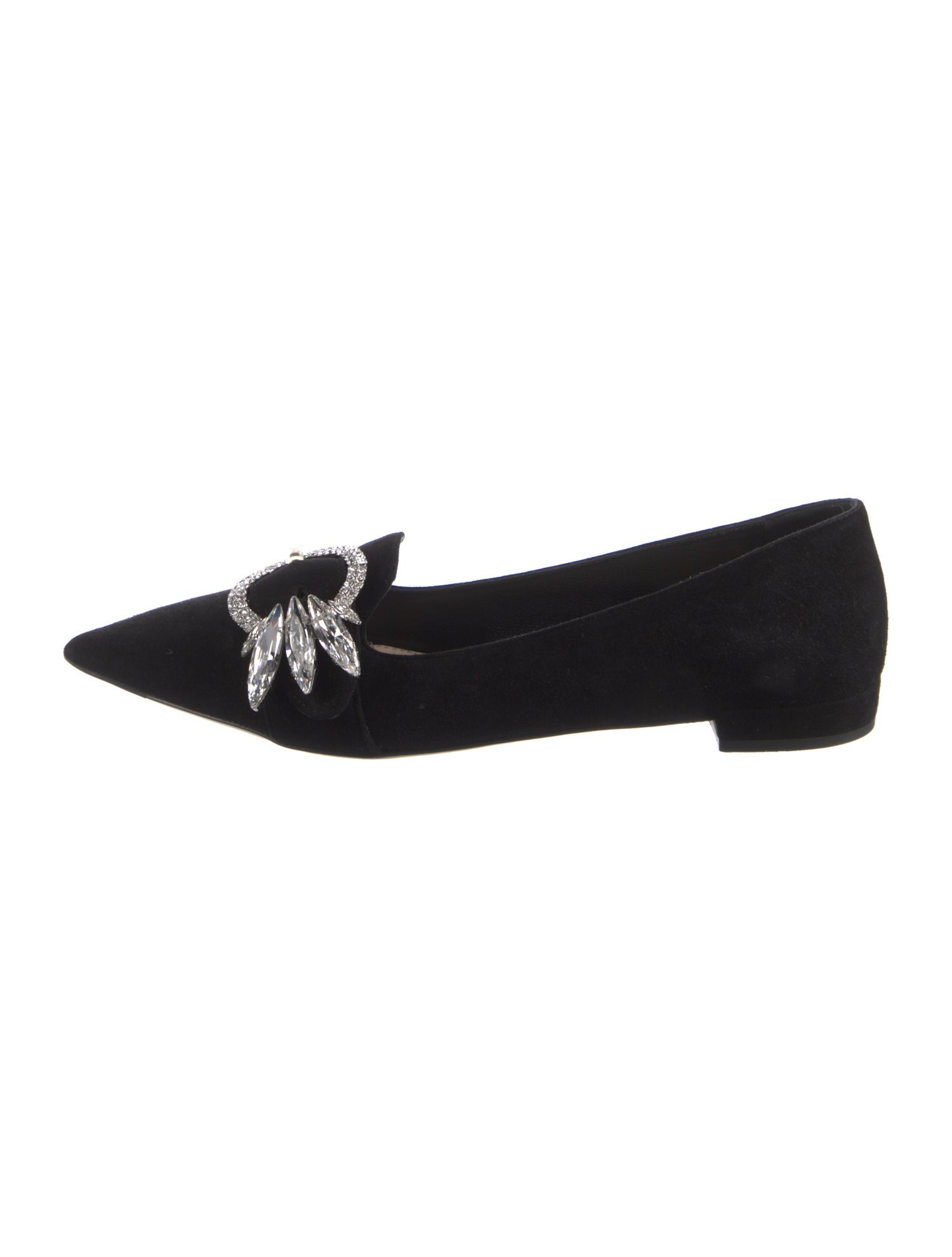Miu Miu Suede Crystal Embellishments Loafers