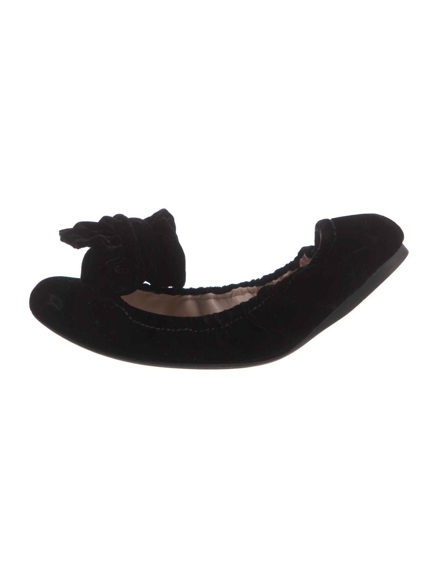 Miu Miu Velvet Bow Accents Ballet Flats