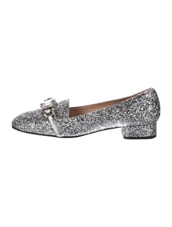 Miu Miu Glitter Tassel Accents Loafers