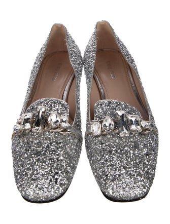 Miu Miu Glitter Tassel Accents Loafers