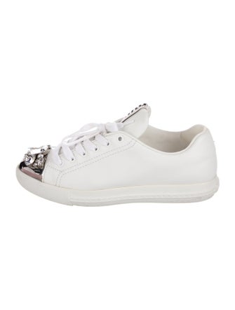 Miu Miu Leather Colorblock Pattern Sneakers
