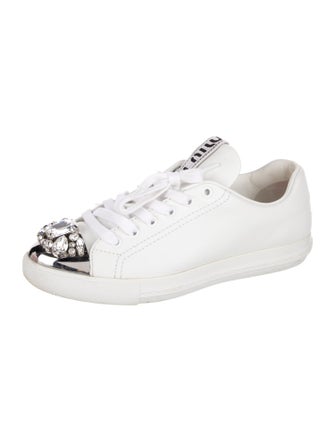 Miu Miu Leather Colorblock Pattern Sneakers
