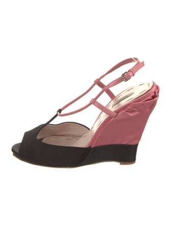 Miu Miu Satin Colorblock Pattern T-Strap Pumps