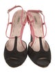 Miu Miu Satin Colorblock Pattern T-Strap Pumps